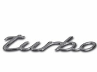 Turbo - Chrome-badge. Porsche 993 Turbo / 996 Turbo - 996559237034PU, 996.559.237.03.4PU